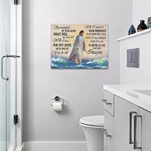citari Jesus I Can Only Imagine Canvas Wall Art Walking on Water Pictures Decor Christian Religious God Inspirational Quotes Poster Painting Print Artworks Framed for Living Room Bedroom 16''x12''