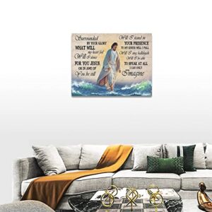 citari Jesus I Can Only Imagine Canvas Wall Art Walking on Water Pictures Decor Christian Religious God Inspirational Quotes Poster Painting Print Artworks Framed for Living Room Bedroom 16''x12''