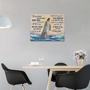 citari Jesus I Can Only Imagine Canvas Wall Art Walking on Water Pictures Decor Christian Religious God Inspirational Quotes Poster Painting Print Artworks Framed for Living Room Bedroom 16''x12''