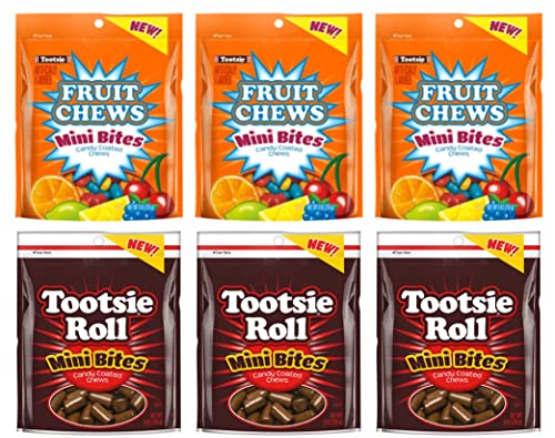 Tootsie Mini Bites Snack Peak Gift Box; 6 (9 oz) bags – Original and Fruit Chews