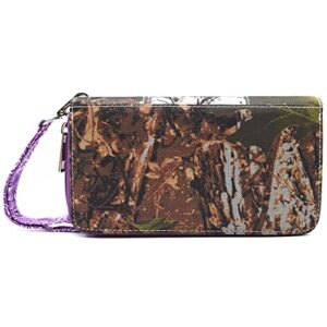 Camouflage Western Style Tote Studded Handbag Concealed Carry Purse Country Women Shoulder Bag Wallet Set (#2 Purple Set)