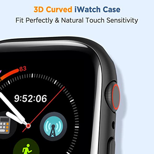 2-Pack 3D Curved Case for Apple Watch Series 7, Tempered Glass Screen Protector 41mm iWatch Full Face Cover Smartwatch Accessories (Black+White)
