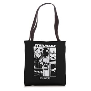 star wars visions the twins black and white panels tote bag