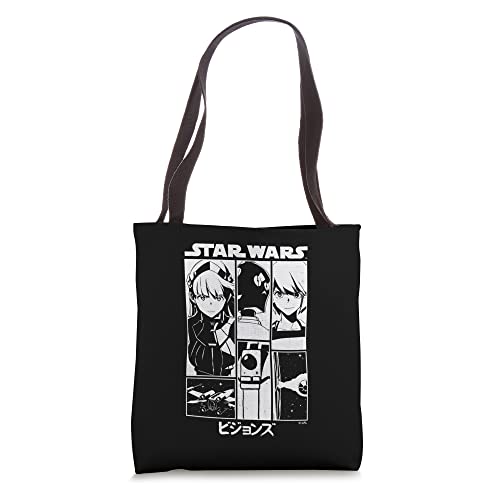 Star Wars Visions The Twins Black And White Panels Tote Bag