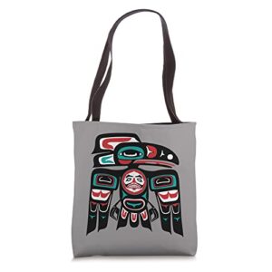 raven native american indigenous pride haida tlingit totem tote bag