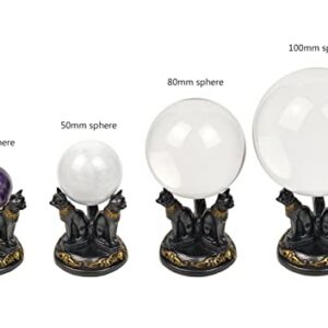 OmyLens Bast Bastet Cats Crystal Ball Stand Sphere Display, Natural Healing Feng Shui Glass Orb Holder Base Statue Decoration, for 40mm-80mm Ball