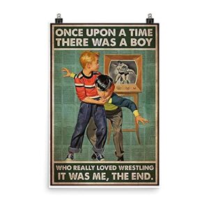 wzvzgz retro metal tin sign the kids love wrestling – there was a boy, who really love wrestling poster music bar club men’s cave art decor wall poster gift – 8×12 inch