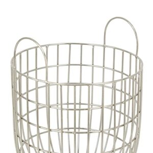 Deco 79 Metal Round Storage Basket with Handles, Set of 2 17", 14"H, Silver