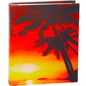 jumbo, stretchable book cover sunset beach print. fits hardcover textbooks 9 x 11 and larger. reusable, adhesive-free, fabric protectors are a needed school supply for students
