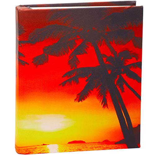 Jumbo, Stretchable Book Cover Sunset Beach Print. Fits Hardcover Textbooks 9 x 11 and Larger. Reusable, Adhesive-Free, Fabric Protectors are A Needed School Supply for Students