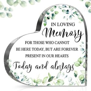 wedding memorial sign, in loving memory wedding sign remembrance wedding sign, heart acrylic in memory of for wedding table centerpieces ceremony reception anniversary decoration (elegant style)