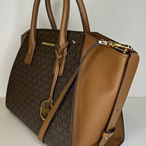 Michael Kors MICHAEL Michael Kors Avril Large Top-Zip Satchel bundled with Trifold Wallet Purse Hook (Signature MK Brown)