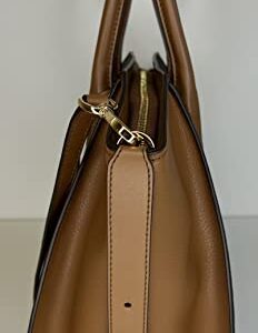 Michael Kors MICHAEL Michael Kors Avril Large Top-Zip Satchel bundled with Trifold Wallet Purse Hook (Signature MK Brown)