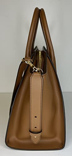 Michael Kors MICHAEL Michael Kors Avril Large Top-Zip Satchel bundled with Trifold Wallet Purse Hook (Signature MK Brown)