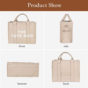 LMKIDS The Tote Bag for Women,PU Leather Tote Bag, Travel Tote Bag, Women Shoulder Bag, Crossbody Bag, Women Handbag (Beige)