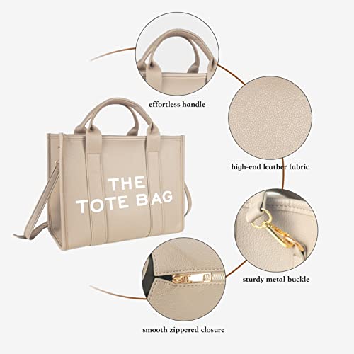 LMKIDS The Tote Bag for Women,PU Leather Tote Bag, Travel Tote Bag, Women Shoulder Bag, Crossbody Bag, Women Handbag (Beige)