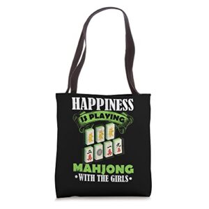 happiness is playing mahjong ( mahj jong) with girls tote bag
