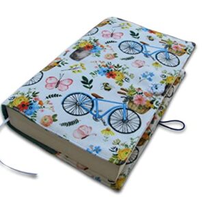 Book Sleeve Cover , Fabric Novel for Adult Books Cover for Paperback, Bicycle Pattern Washable Book Protector - 5.5 x 8.2 x 1.6 Padded Case for Novel