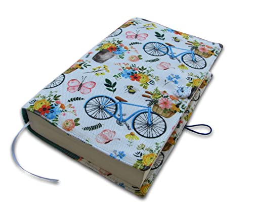 Book Sleeve Cover , Fabric Novel for Adult Books Cover for Paperback, Bicycle Pattern Washable Book Protector - 5.5 x 8.2 x 1.6 Padded Case for Novel