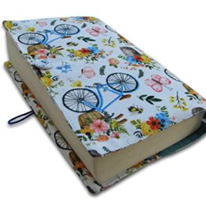 Book Sleeve Cover , Fabric Novel for Adult Books Cover for Paperback, Bicycle Pattern Washable Book Protector - 5.5 x 8.2 x 1.6 Padded Case for Novel