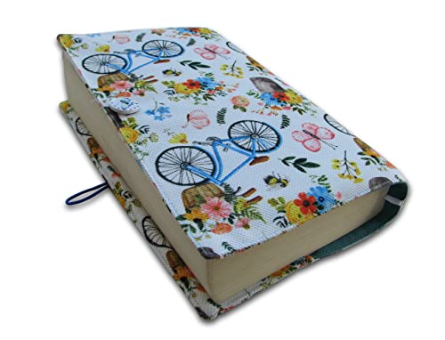 Book Sleeve Cover , Fabric Novel for Adult Books Cover for Paperback, Bicycle Pattern Washable Book Protector - 5.5 x 8.2 x 1.6 Padded Case for Novel