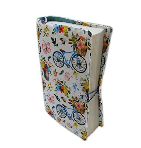 Book Sleeve Cover , Fabric Novel for Adult Books Cover for Paperback, Bicycle Pattern Washable Book Protector - 5.5 x 8.2 x 1.6 Padded Case for Novel