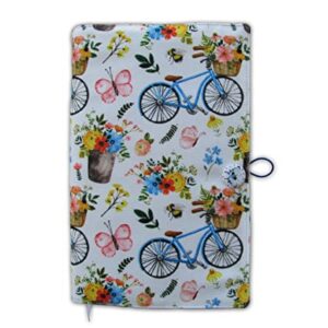 Book Sleeve Cover , Fabric Novel for Adult Books Cover for Paperback, Bicycle Pattern Washable Book Protector - 5.5 x 8.2 x 1.6 Padded Case for Novel