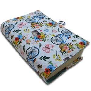 Book Sleeve Cover , Fabric Novel for Adult Books Cover for Paperback, Bicycle Pattern Washable Book Protector - 5.5 x 8.2 x 1.6 Padded Case for Novel