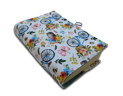 Book Sleeve Cover , Fabric Novel for Adult Books Cover for Paperback, Bicycle Pattern Washable Book Protector - 5.5 x 8.2 x 1.6 Padded Case for Novel