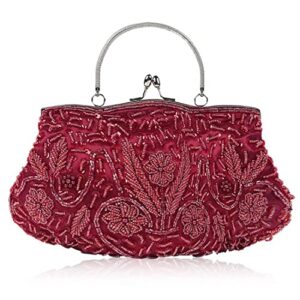 jnket women evening bag fashion clutch bag party purse (wine red)