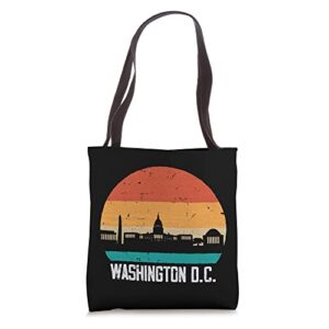 washington d.c. usa retro vintage sunset skyline tote bag