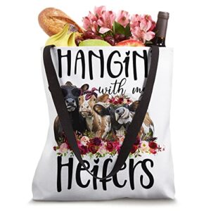 Funny Floral Heifer Hanging With My Heifer Cow Castle Farmer Tote Bag