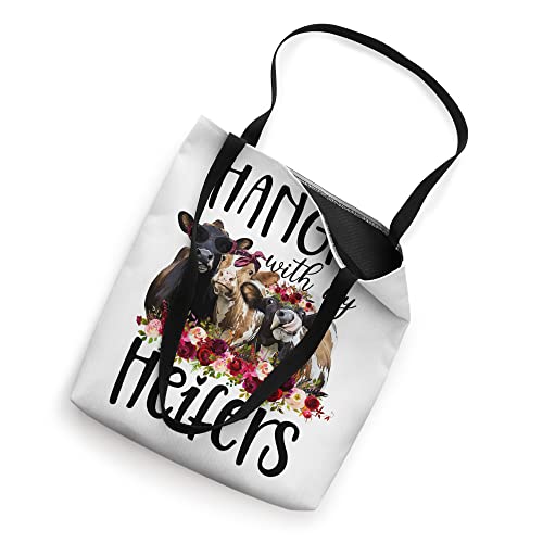 Funny Floral Heifer Hanging With My Heifer Cow Castle Farmer Tote Bag