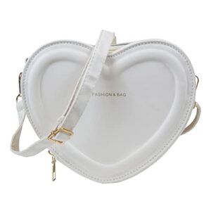 svtose cute heart bag heart crossbody shoulder bag, pu leather shoulder purses for women (white)