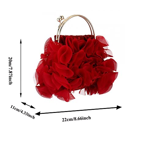 Purses and Handbags for Women Clutch Purse Party Clutch Shoulder Bags with Detachable Strap (Red)