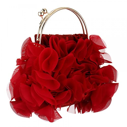 Purses and Handbags for Women Clutch Purse Party Clutch Shoulder Bags with Detachable Strap (Red)