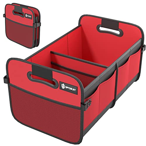 Sposuit Trunk Organizer for Car - Collapsible Trunk Storage with 11 Pockets & Reinforced Handles, SUV Trunk Organizers for Grocery Cargo