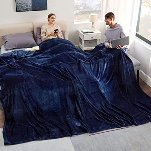 Bedsure Fleece Blanket Oversized Blanket Navy Blue - 300GSM Soft Lightweight Plush Cozy Blankets for Bed, Sofa, Couch, Travel, Camping