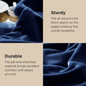 Bedsure Fleece Blanket Oversized Blanket Navy Blue - 300GSM Soft Lightweight Plush Cozy Blankets for Bed, Sofa, Couch, Travel, Camping