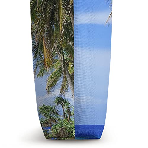 summer vacation tropical palm tree ocean beach sand scene Tote Bag