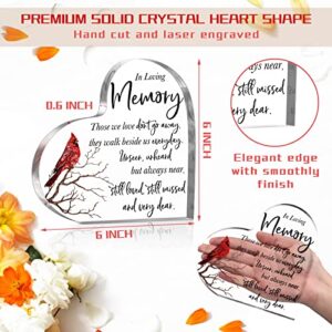 Sympathy Gifts Red Cardinal Gifts Memorial Gift Condolences Gift for Loss of Loved One Bereavement Grief Gifts in Memory of Mother Father Remembrance Glass Crystal Heart Gifts(6 x 6 Inch)