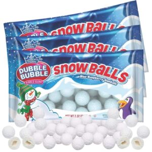 christmas candy coated snowballs, bulk holiday treats for gift baskets, stocking stuffers for adults and kids (dubble bubble)