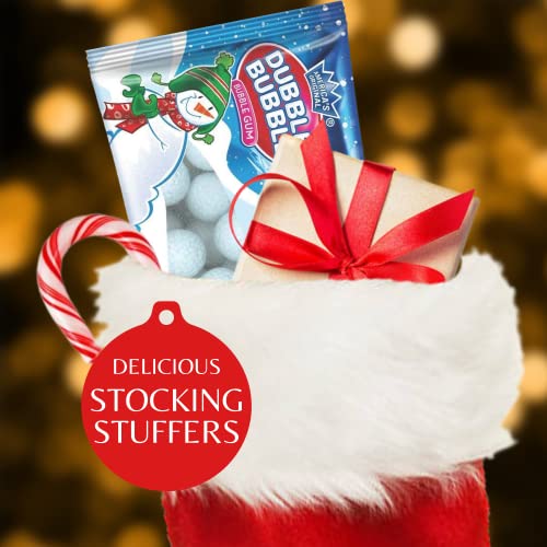 Christmas Candy Coated Snowballs, Bulk Holiday Treats for Gift Baskets, Stocking Stuffers for Adults and Kids (Dubble Bubble)
