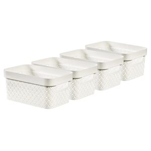curver terrazzo x4 small rectangular storage basket 4.5l – white
