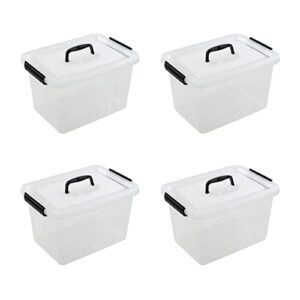 farmoon 12 quart clear storage bin, plastic latching box with handle, 4 packs