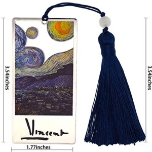 BLBMH 4in1 Pretty Van Gogh Bookmarks for Women Teachers Book Lovers Men Metal Bookmark for Readers Best Friends Gift - Starry Night Sky