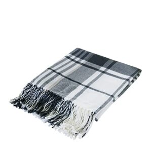 bangya acrylic plaid throw blanket with decorative fringe for travel，bed, sofa, couch,office ( 50inch x 60inch)