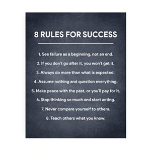 "8 Rules for Success"-Inspirational Life Quotes Wall Art -8 x 10" Fierce Motivational Wall Print-Ready to Frame. Home-Office-Studio-Dorm Decor. Perfect Desk & Cubicle Sign. Great Gift of Motivation!