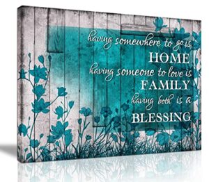 laotoart inspirational bathroom decor wall-art for bedroom – teal flower motivational quotes wall decor for dining room canvas wall art ready to hang