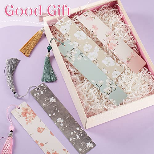 Nezyo 20 Pack Bookmarks Set Includes 10 Pcs Flowers Bookmarks for Women and 10 Pcs Assorted Colorful Tassels Cute Bookmarks Page Markers Floral Book Markers for Books Students Reading